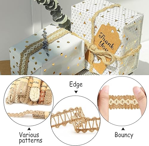 Miniatura 5 de VGOODALL 9 rollos de cinta de yute para manualidades, 59.1 ft para manualidades, envolver regalos, fiestas, vacaciones y decoraciones rústicas de