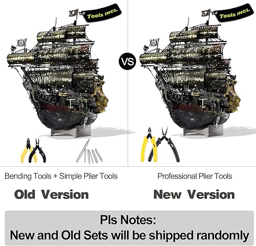 Vista 52 de Piececool Rompecabezas 3D de metal para adultos, kits de modelo de barco pirata holandés volador, kit de construcción de modelo de embarcación 3D