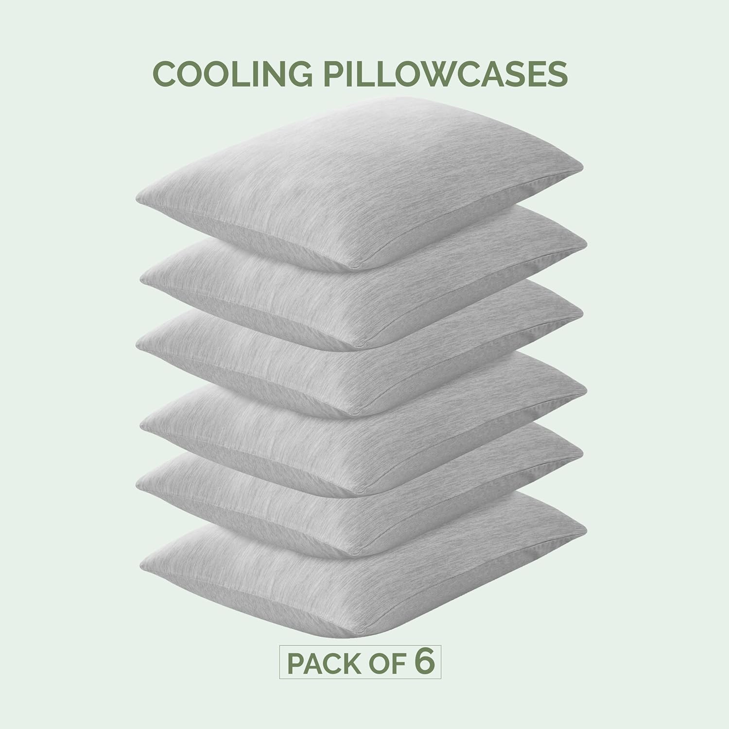 Elegant Comfort Premium Cooling Pillowcase Set for Hot Sleepers, 6-Piece Luxury Arc-Chill Pillowcases, Breathable Soft and Durable, Cold Reversible Pillow Covers for Hair and Skin, Queen, Silver Gray