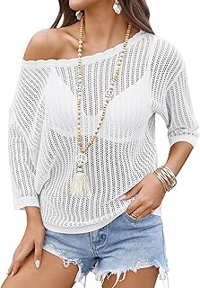 Zeagoo Crochet Knit Summer Top with Sleeves