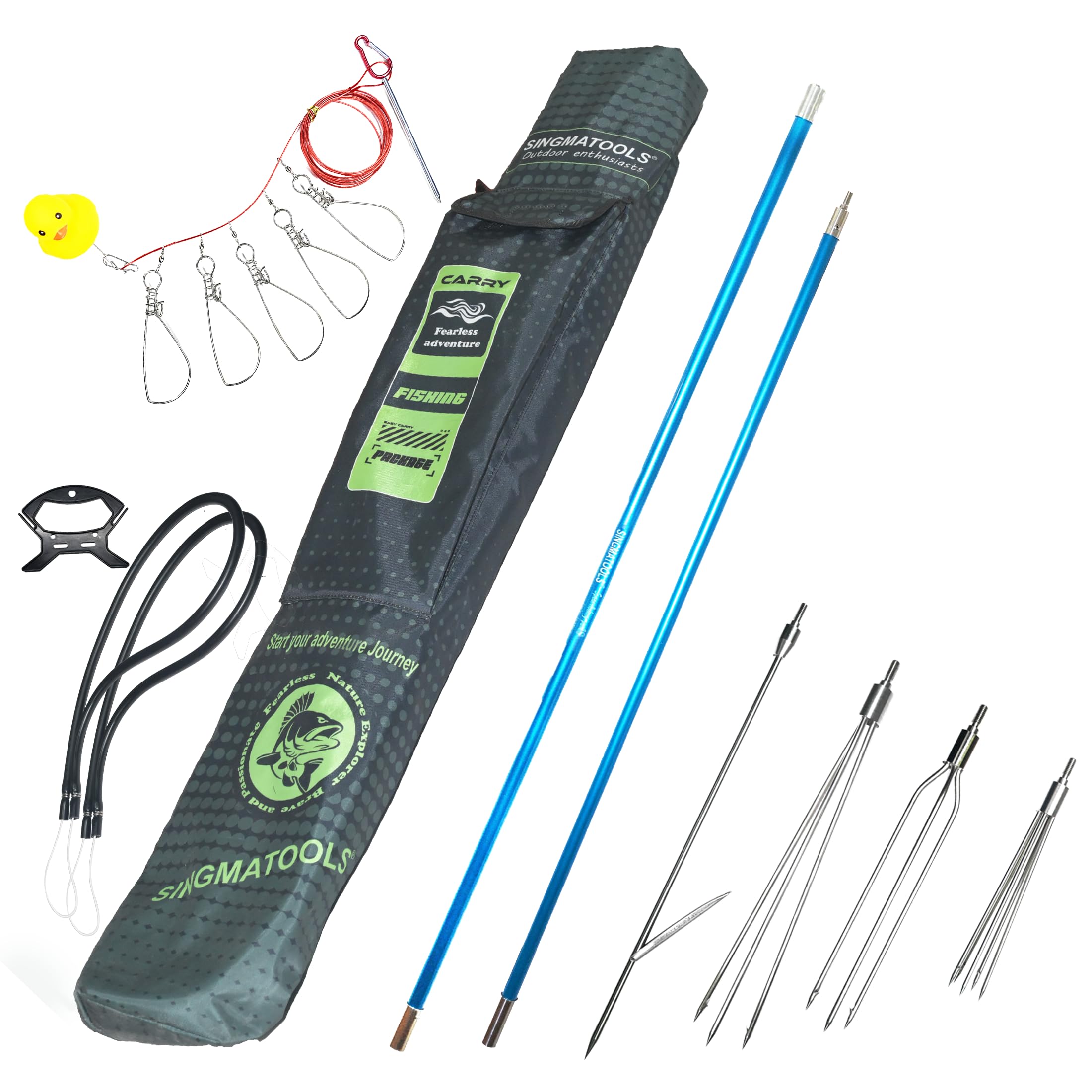 SINGMATOOLS Spearfishing Pole Hawaiian Sling Fishing Spear Set Fiberglass Pole Spear Harpoon Spearfishing Gear