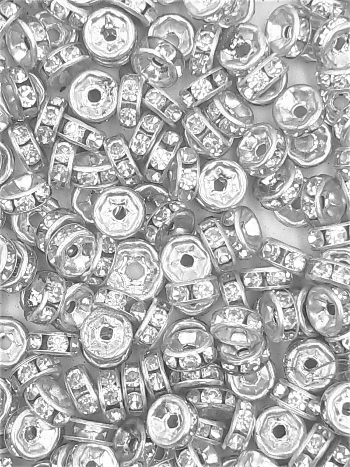 Rhinestone Spacers Beads Silver Plated for Jewellery Making, Designing, Cloth Work & Craft Work 6mm 100 Pieces-image-33