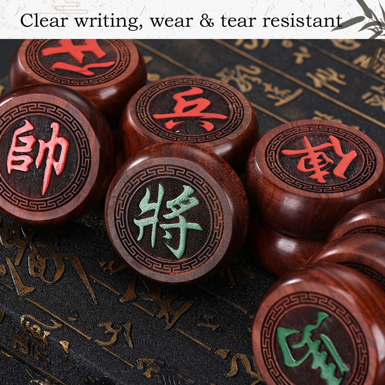 Scacchi cinesi for 2 giocatori Xiangqi Chess Set Giochi di strategia educativa Giochi puzzle Giochi di viaggio con confezione regalo e scacchiera in pelle(Beechwood,5.8cm/2.3in)