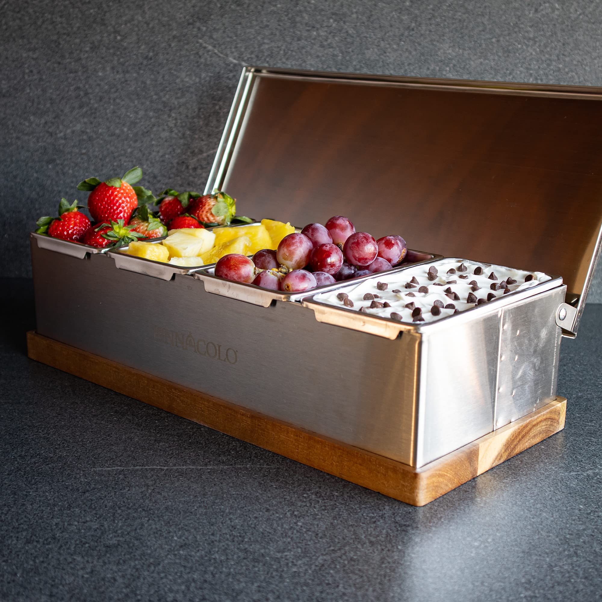 Condiment Carrier, Stainless Steel Holders, Silicone Lids, And Gel