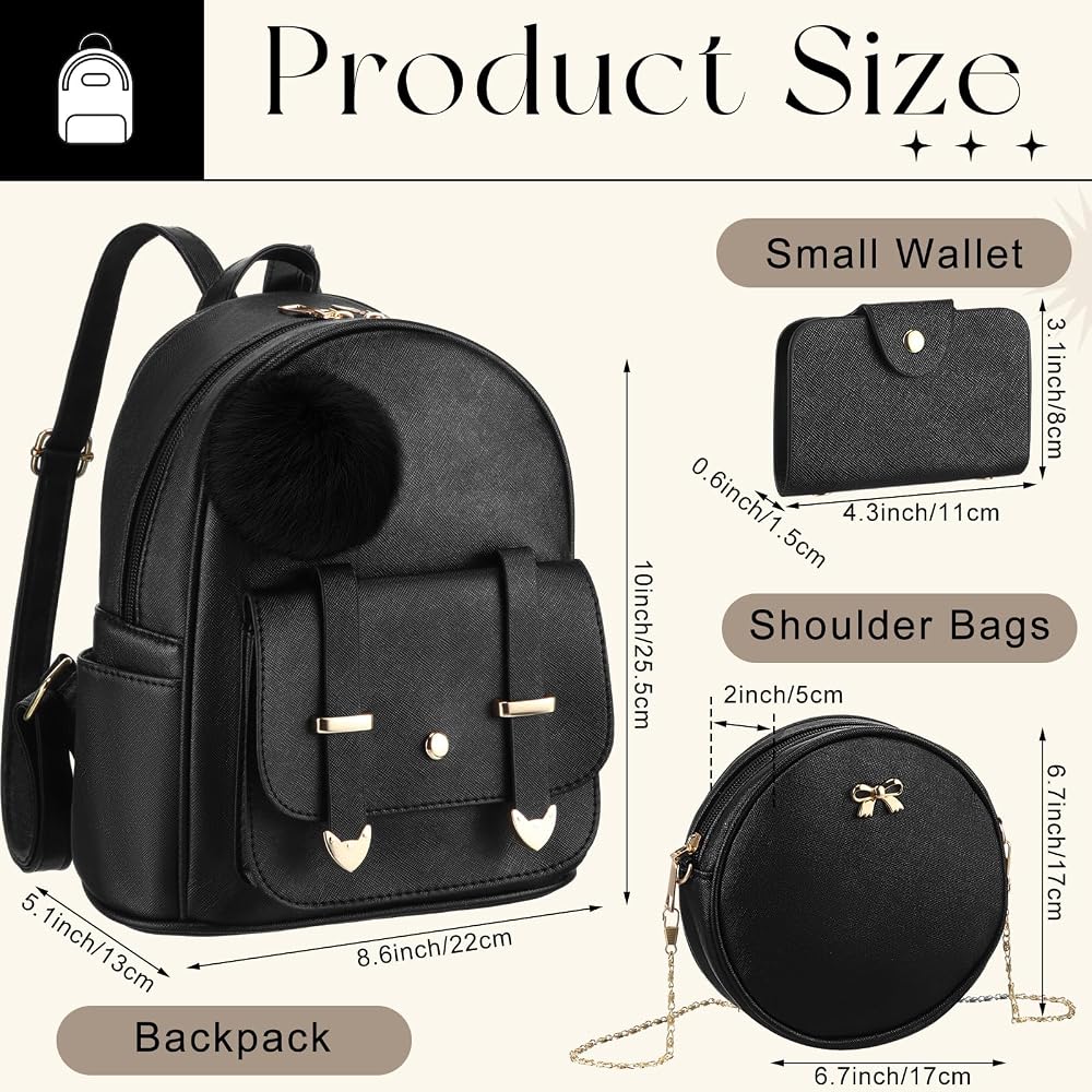 Amazon.com: Paterr 6 Pcs Mini Backpack Set, PU Leather  display picture 1