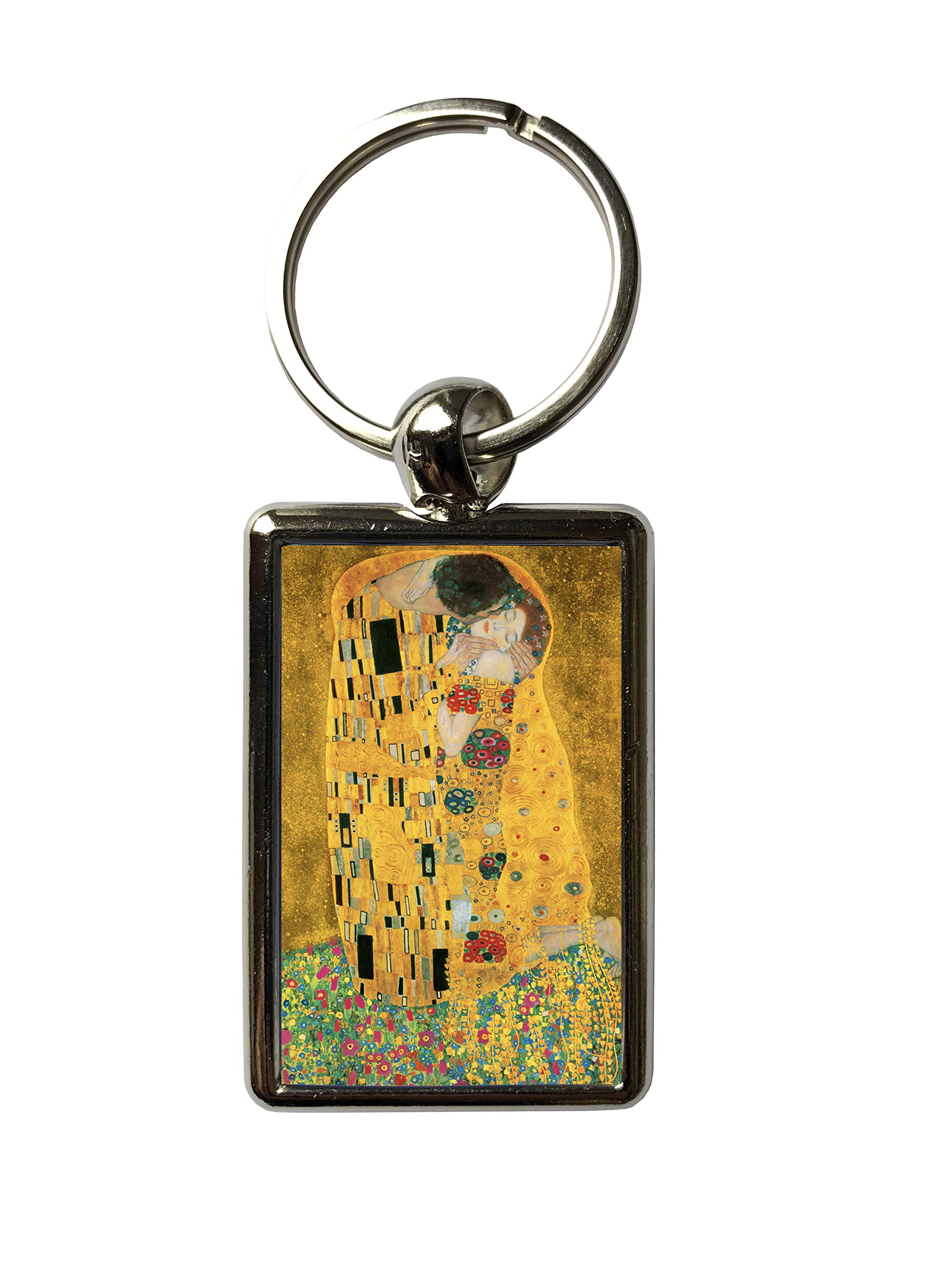 Super Universe The Kiss by Gustav Klimt Painting Metal Keyring 3 x 4.5 cm