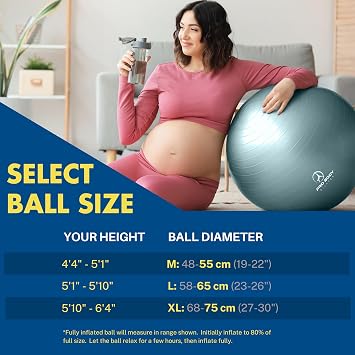ProBody Pilates 9 Mini Exercise Ball and 65 cm Birthing Ball (2pcs) for Stability, Pregnancy, Yoga, Core Training and Physical Therapy