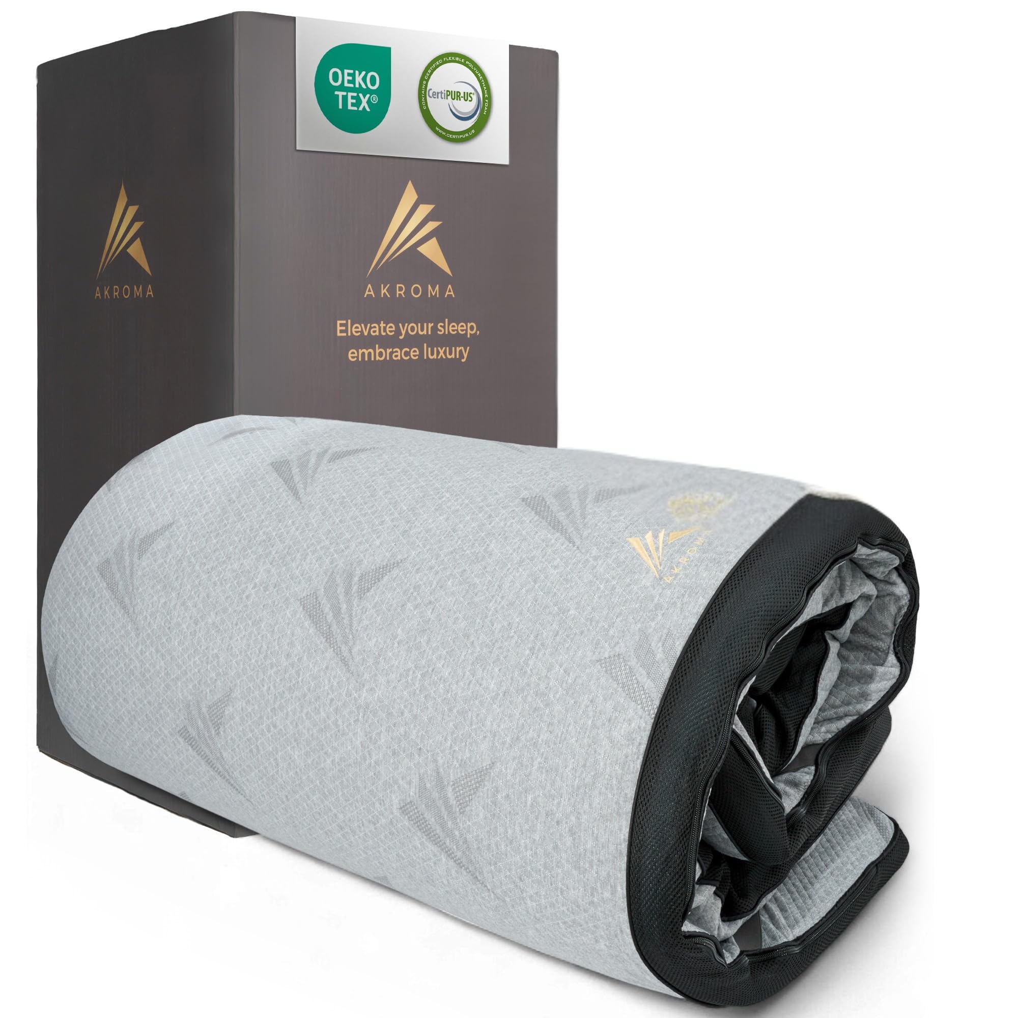 Akroma® Memoryschaum Topper – 180x200cm, 7,5cm Höhe, Zwei Härtegrade H2&H3, Matratzentopper aus Gel Memory Foam, atmungsaktiv, hypoallergen, Abnehmbarer Bezug, Öko-Tex Zertifiziert (180x200cm)