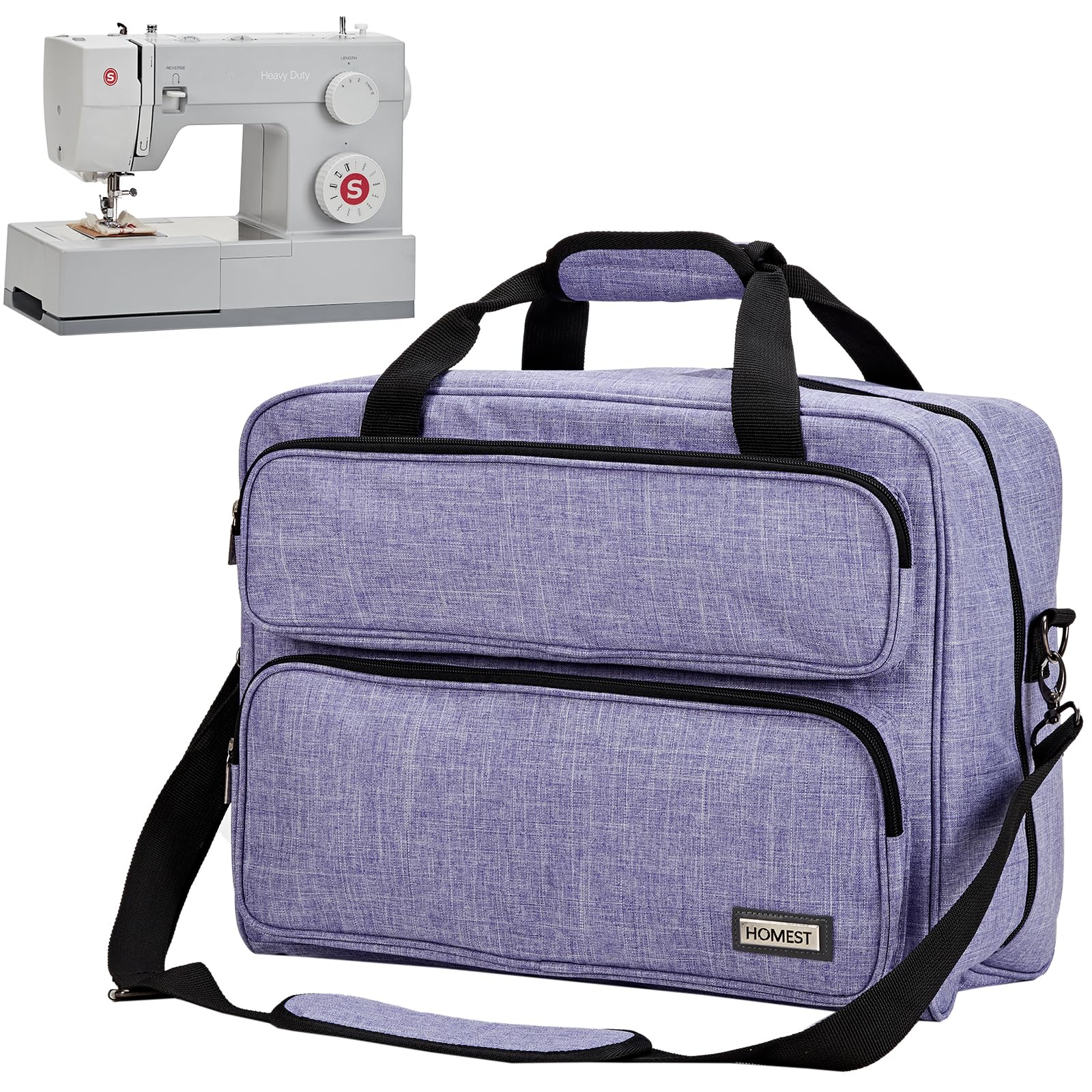 HOMEST Sewing Machine Carrying Case, Universal Tote Bag with Shoulder Strap Compatible with Singer, Brother, Janome, Purple (Patent Design)