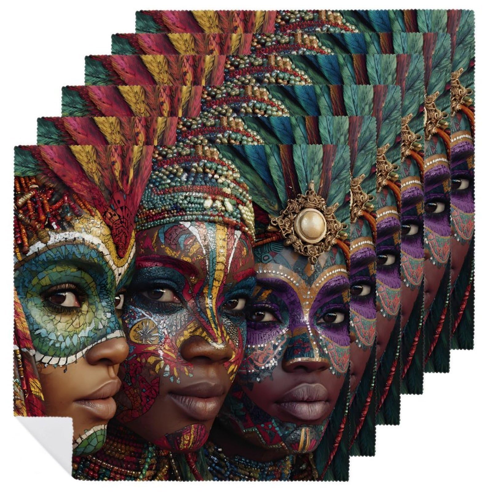 Servilletas de tela lavables y ecológicas con pintura tribal para banquetes