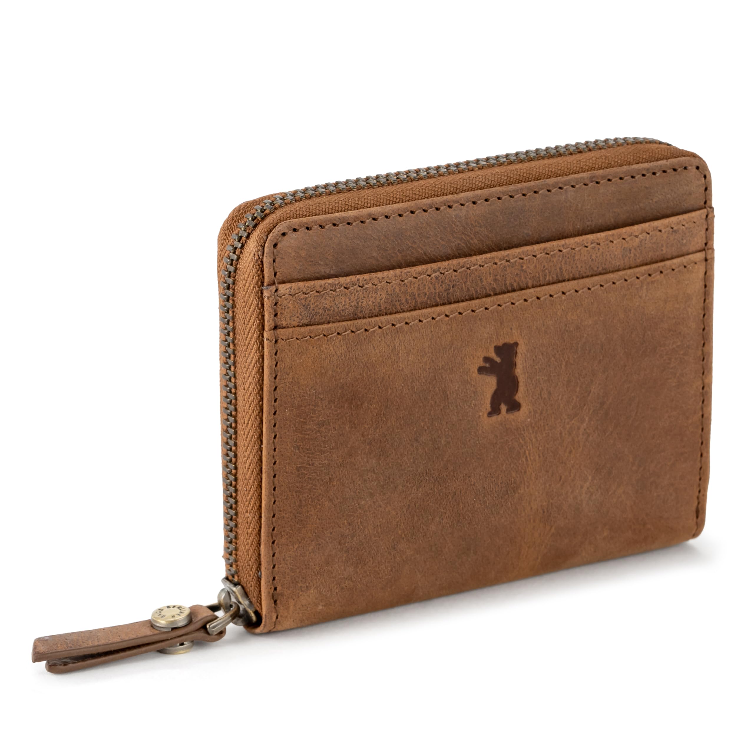 Berliner Bags Vintage Geldbörse Elsa, Kleines Portemonnaie Damen, Geldbeutel aus Leder, mit TÜV-geprüftem RFID-Schutz, inkl. Geschenk-Box, für Damen - Braun