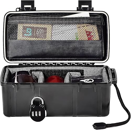 Miniatura 2 de OZCHIN Caja de almacenamiento negra resistente con cerradura de combinación, caja de almacenamiento de plástico ABS, gran regalo de Navidad para