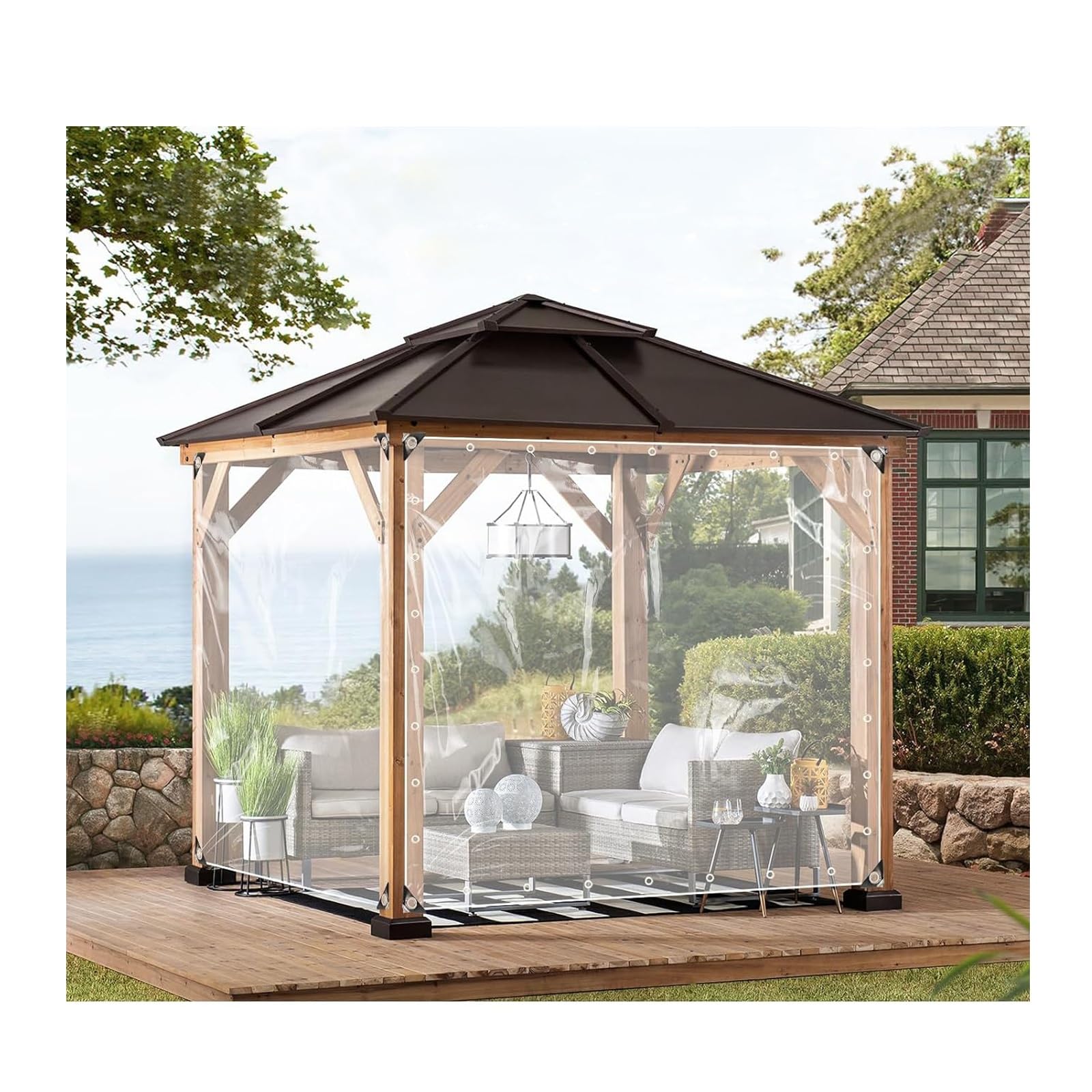 Bâche transparente 2.5x3m imperméable 0.35mm en PVC anti-UV pour auvent
