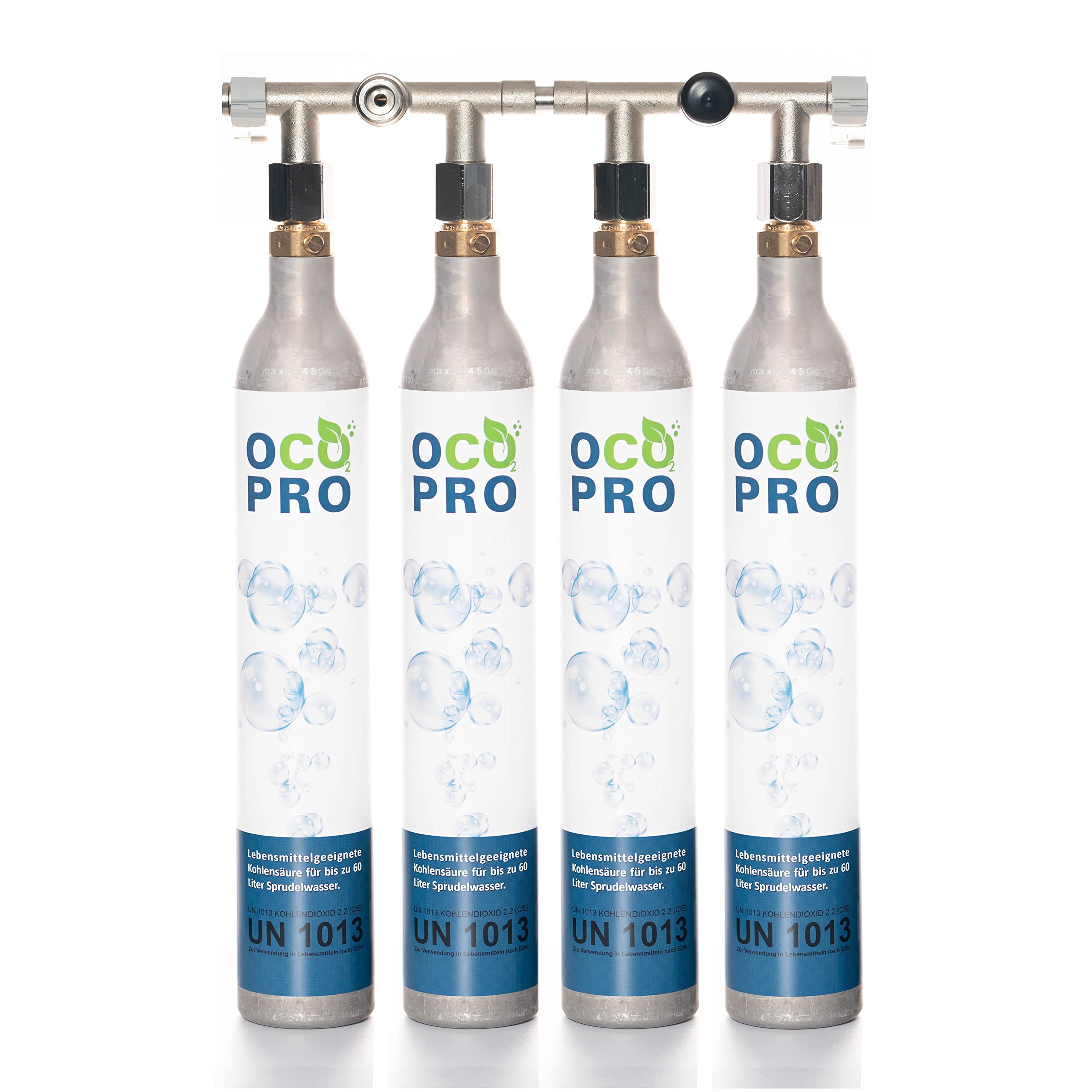 CO2 instalacja do 4 cylindrów CO2 (425 g/450 g) kompletny zestaw wraz z wyłącznikiem nocnym i pełnymi cylinderkami (4 rozdzielacz)