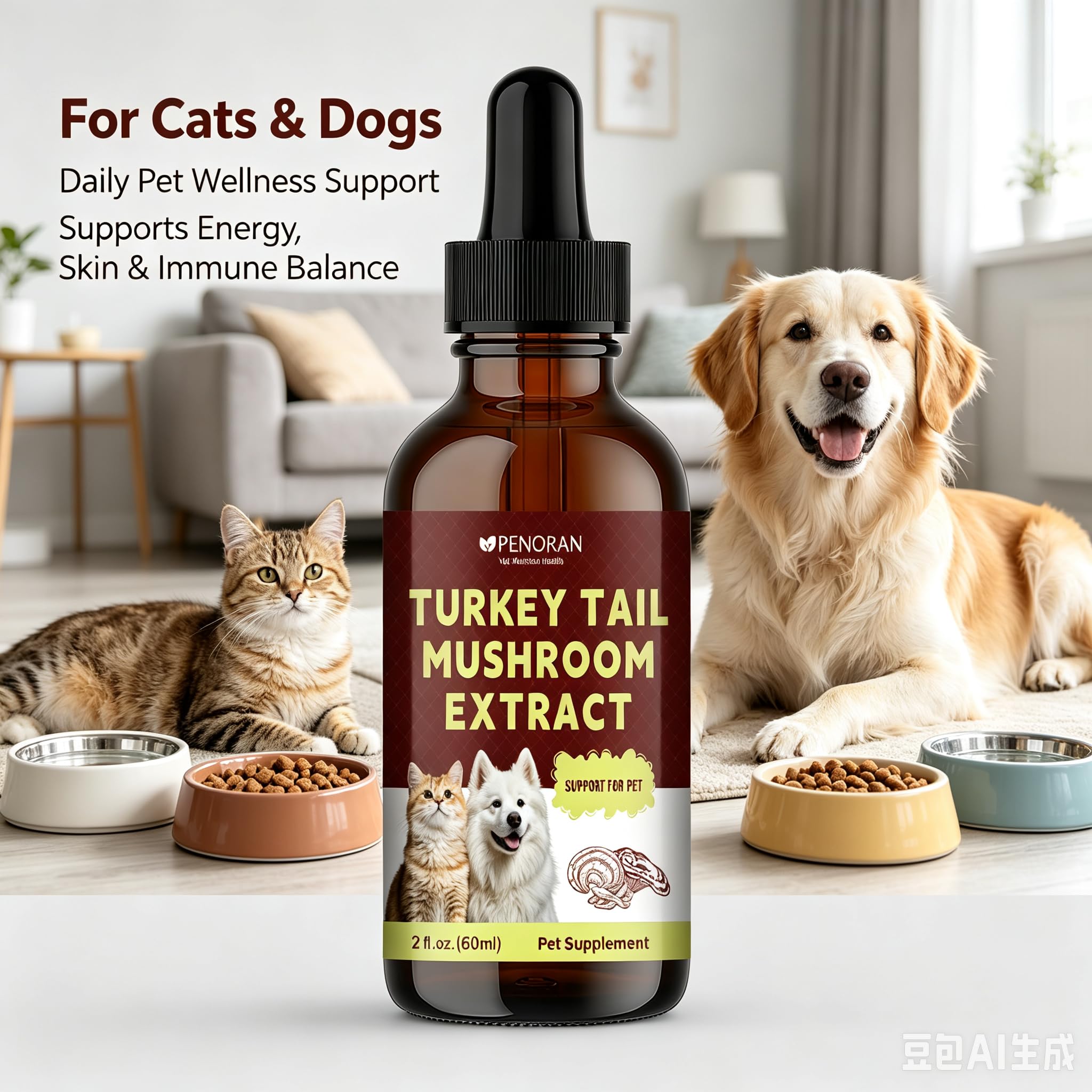 Turkey Tail Mushroom Extract for Dogs & Cats Lipoma Lumps Bumps Warts, — Amazon image 2