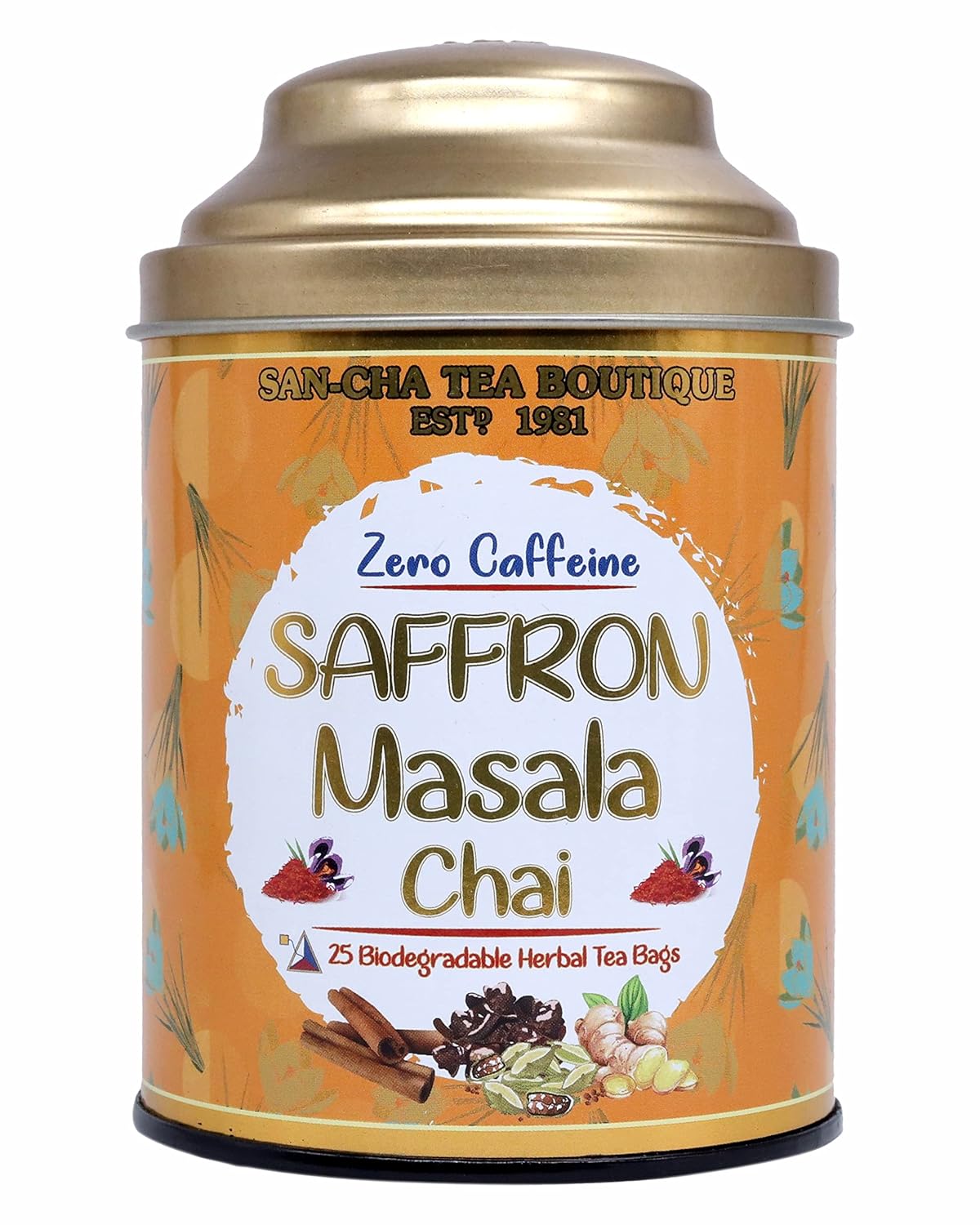 Sancha Tea Boutique, Saffron Masala Chai, Caffeine Free Chai, Pure