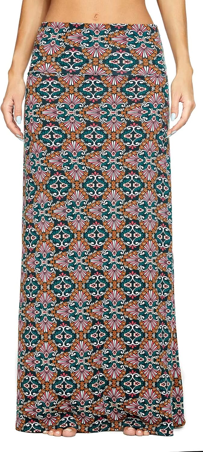 EXCHIC Women's Boho Flod Over Long Maxi Skirt Elastic High Waisted Long Skirts for Women - Image 3