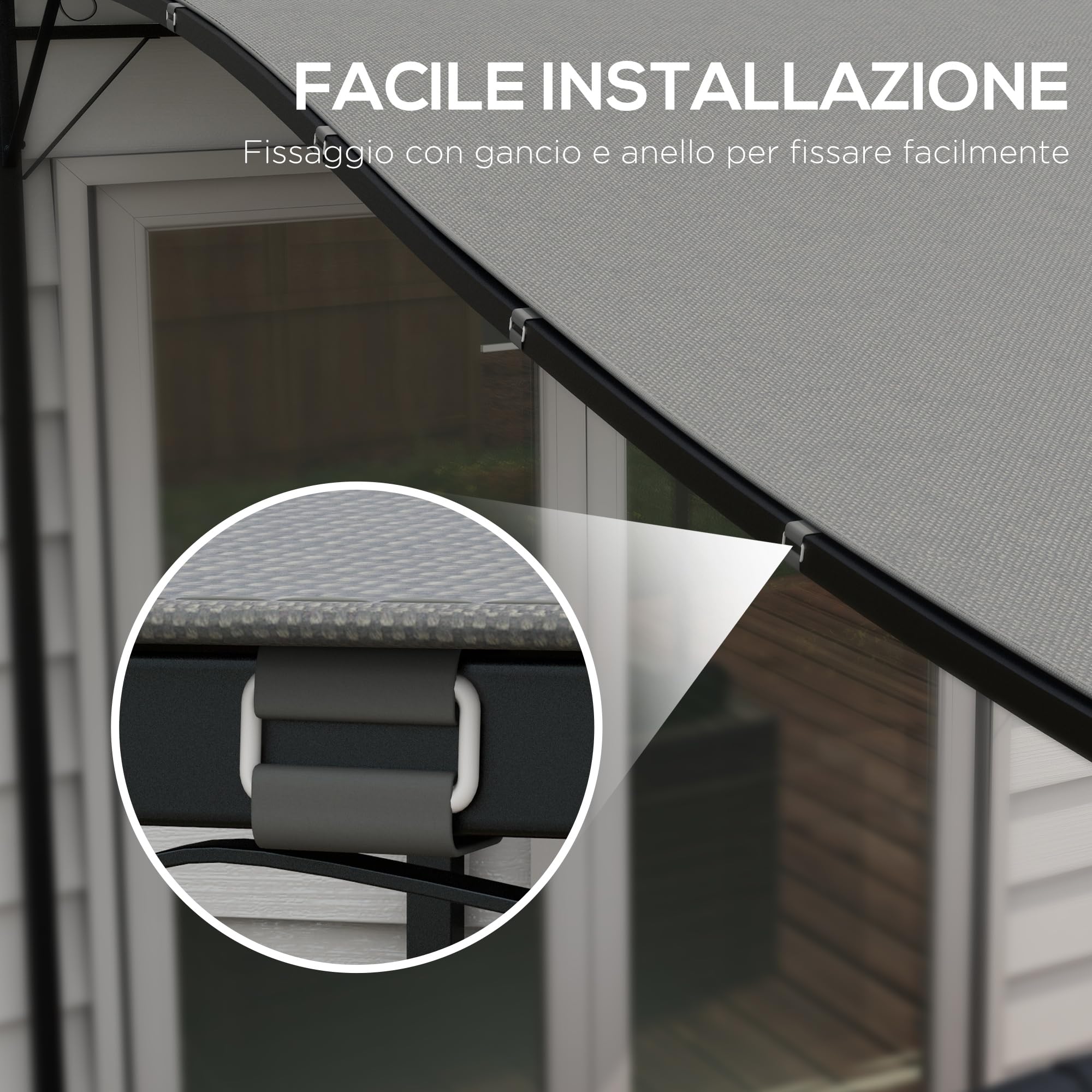 Outsunny Lona de Recambio para pérgola de jardín 3x3 m con 16 Agujeros de Drenaje, Ganchos y Anillas, Cubierta de poliéster para pérgola de cenador, Gris Oscuro