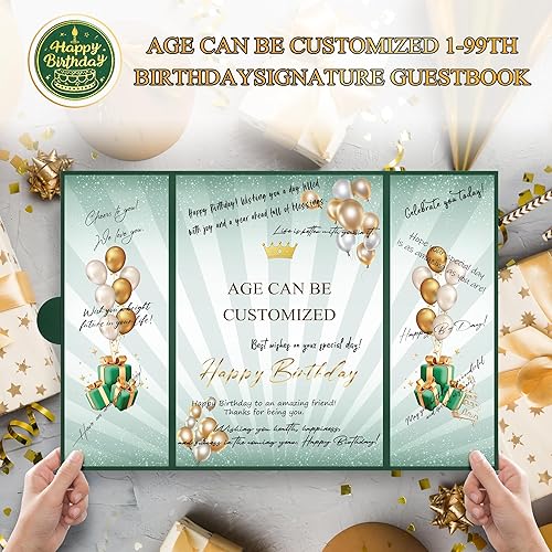 Miniatura 7 de Decoraciones verdes de fiesta de cumpleaños del 1 al 99  cumpleaños de 18 x 12 pulgadas para hombres y mujeres, adecuado para regalos de cumpleaños