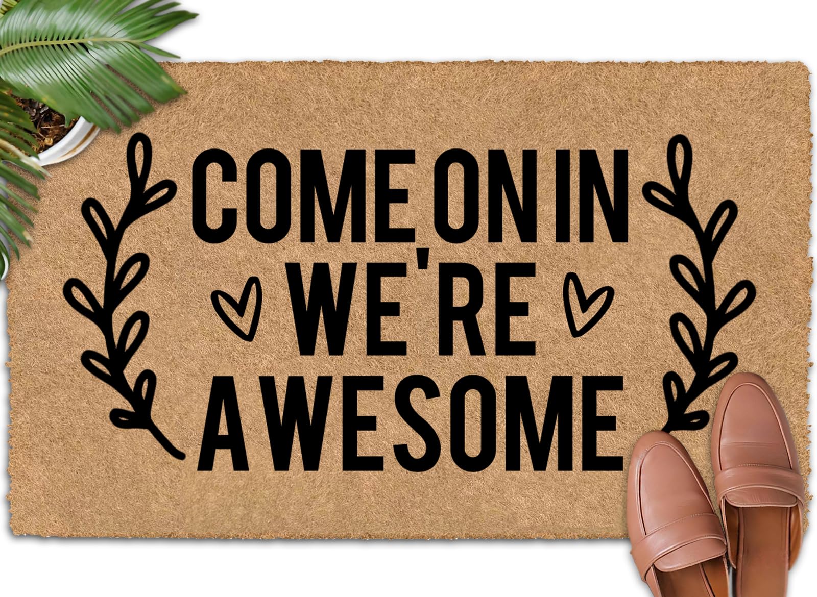 Come on in We're Awesome- 30"x18" Keep Your Floors Clean with a Door Mat Indoor Door Mats for Front Door Rubber Mats for Outside Non Slip Front Door Mat Outdoor Mat