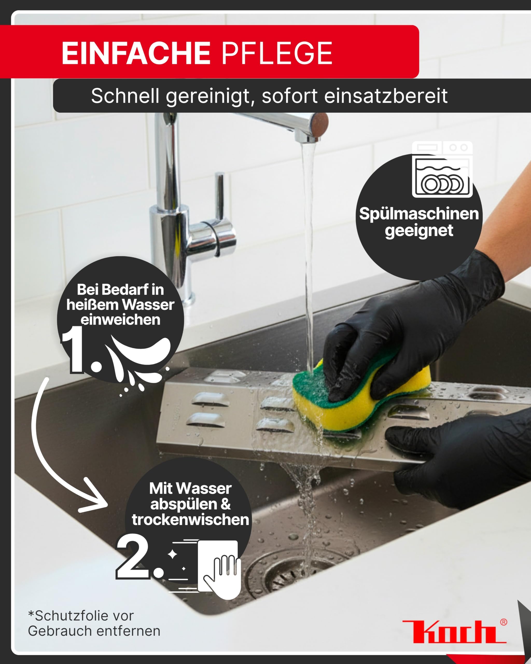 Koch #15 Rostfreier Flammenverteiler 440 x 180mm für Gasgrill - Tischgrill Flammenblech zB für Hornbach Gasgrill 2 Brenner, Mahto, Abington - massiver Edelstahl Stärke 1,25mm 900g