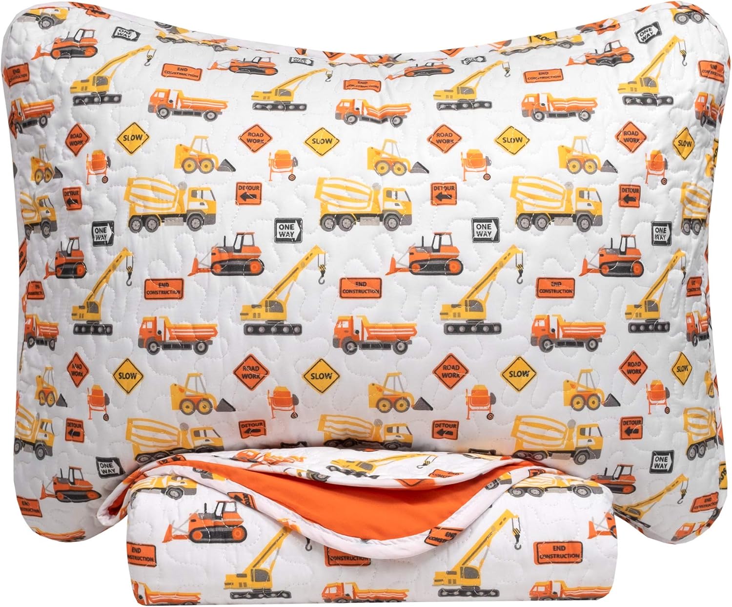 Sweet Home Collection 3 Piece Quilt Set Kids Design Fun Colorful and Comfortable Boys and Girls Toddler Hypoallergenic Soft Bedding, Full/Queen, Construction