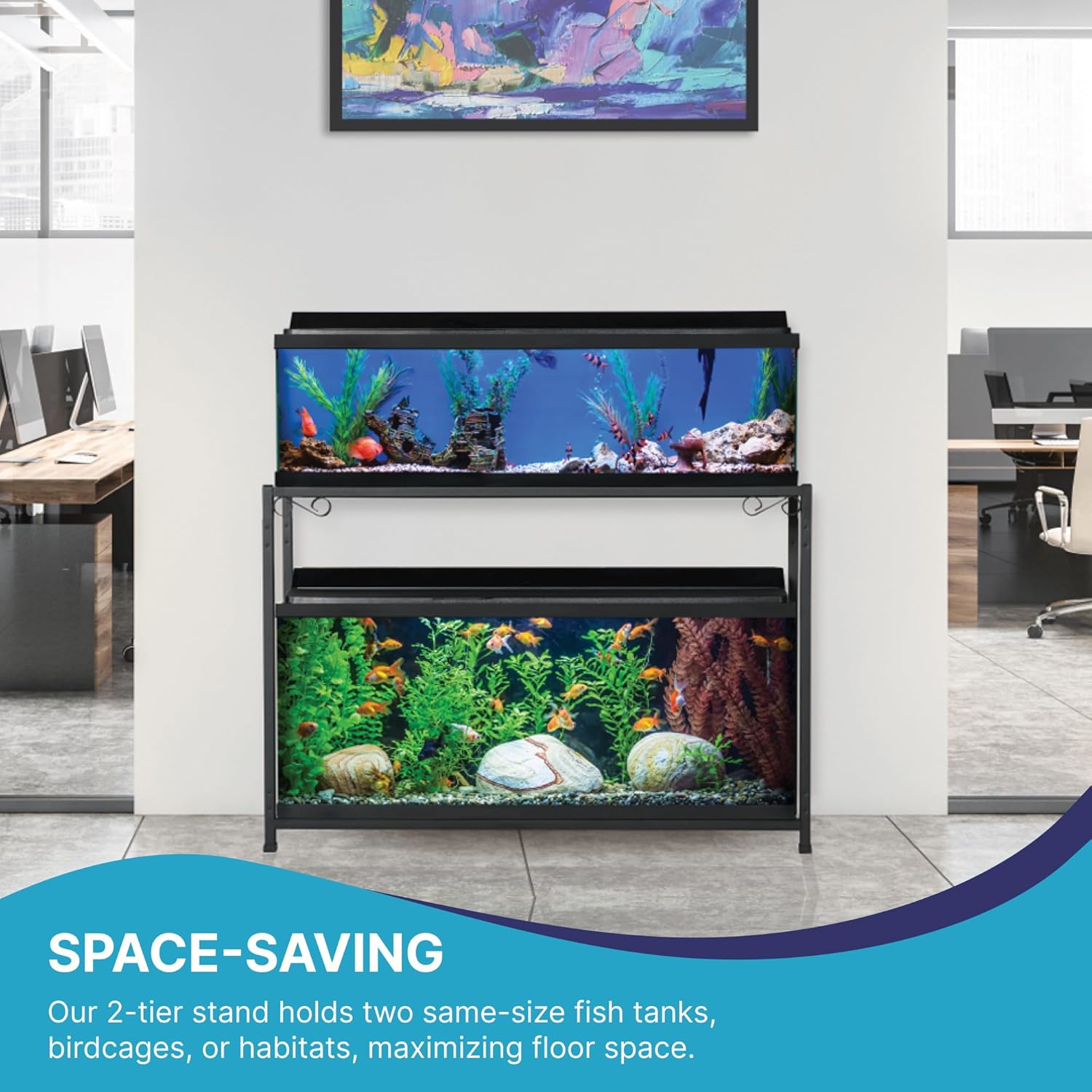 TITANEZE 65 Gallon Double Aquarium Stand (2 Stands in 1), Fish Tank Stand, Bird Cage Stand, 38.5" W x 33" H x 18.5" D