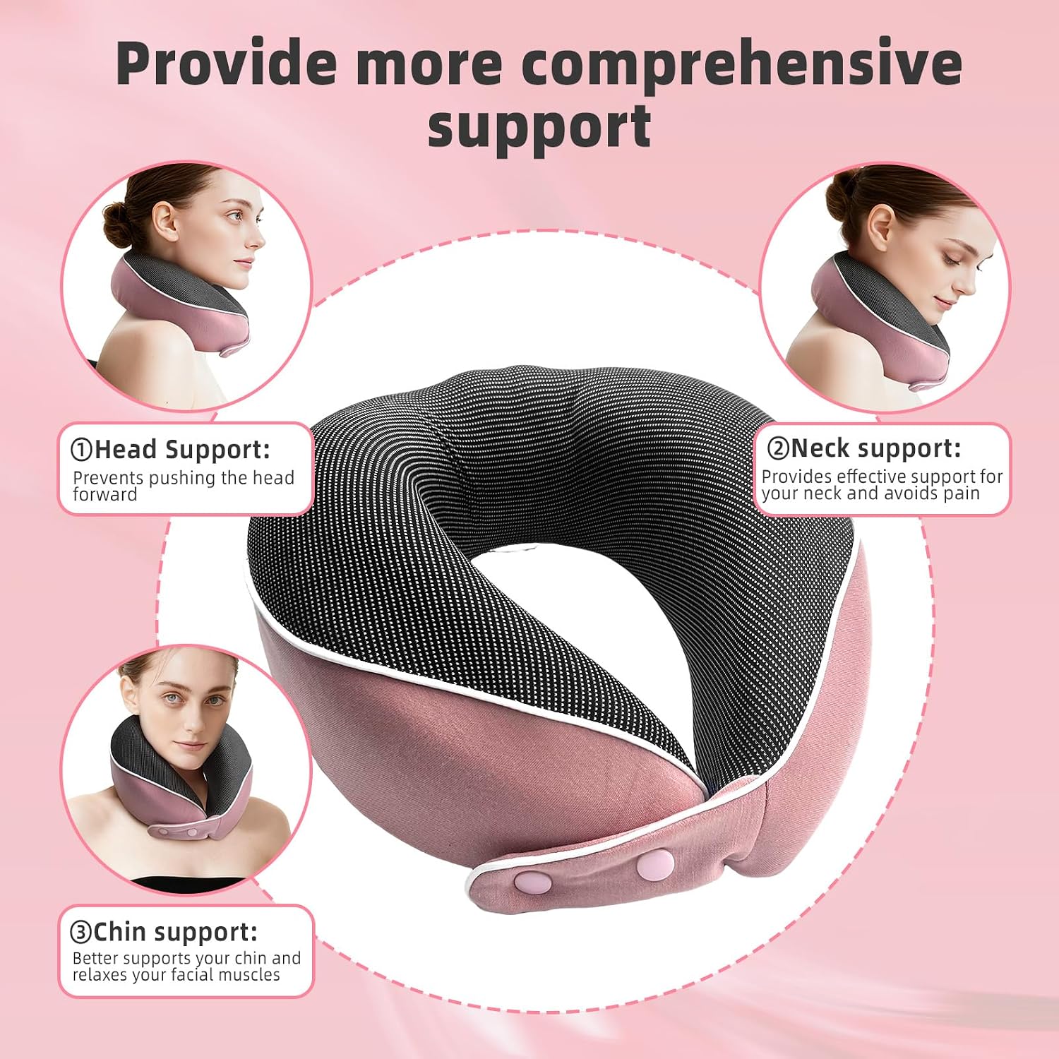 Memory Foam Travel Pillow,U-Shaped Neck Pillow for Sleeping Airplane and Car, with Portable Storage Case, Soft & Breathable, Provides Head & Neck Support image 3
