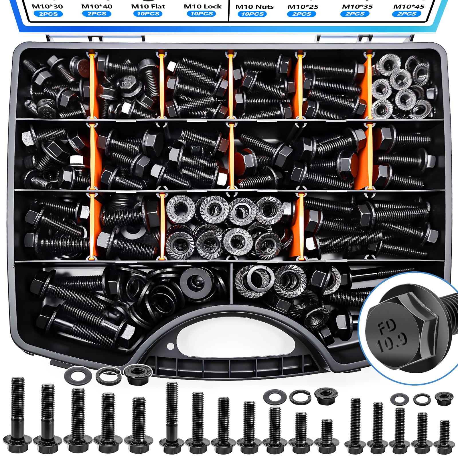 Bemaka 400Pcs Metric Flange Bolt Assortment, Nuts and Bolts
