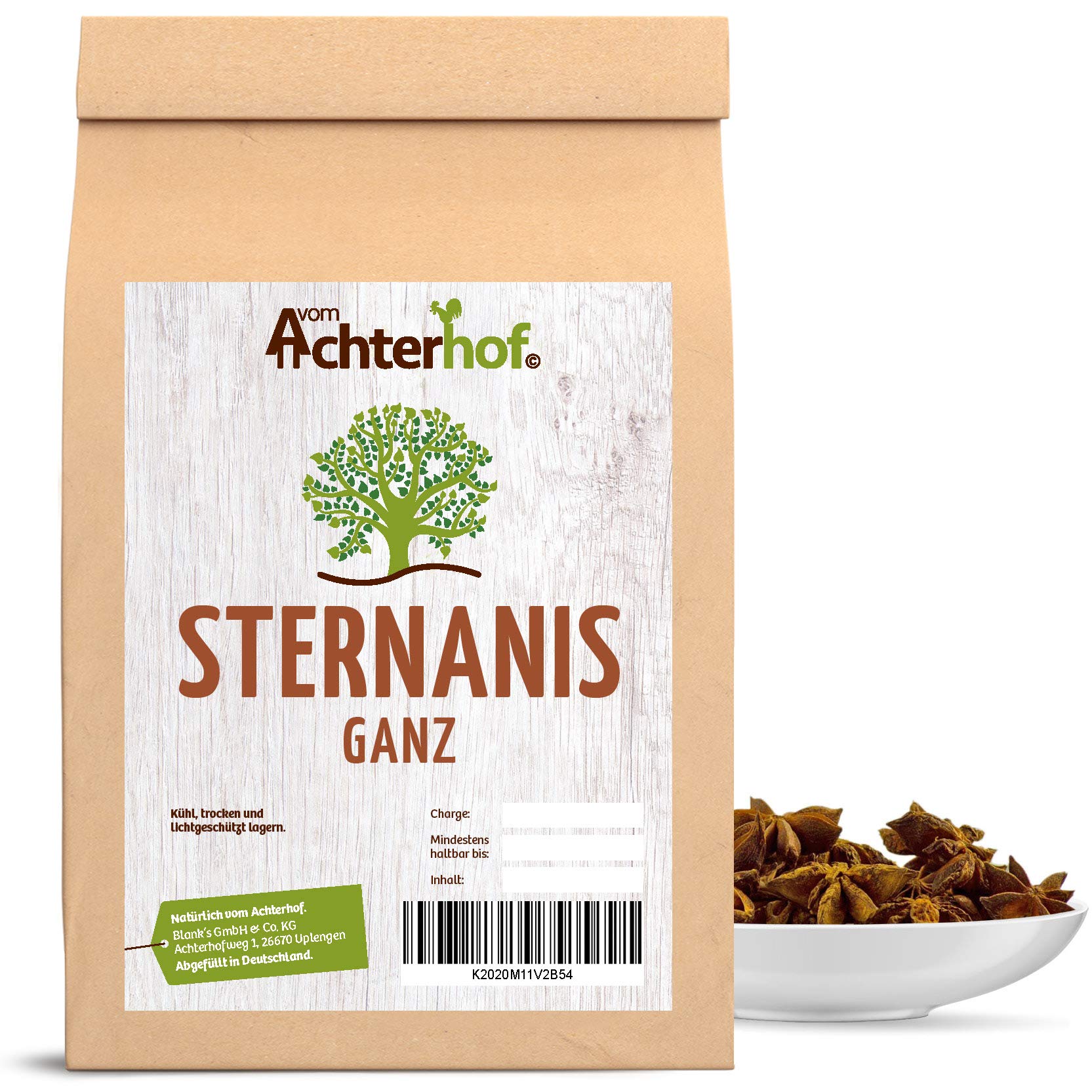 Sternanis ganz 1000g | hocharomatische Anissterne | ideal zum Kochen und Backen, für Gewürzmischungen oder zum Dekorieren | vom Achterhof