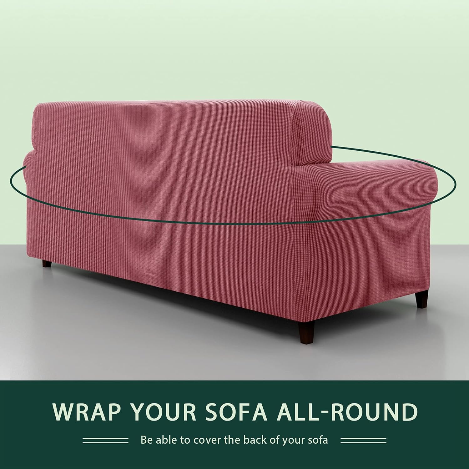 CHUN YI Stretch Oversized Chair Sofa Slipcover 1 Piece Couch Cover, 1 Seater Settee Coat Soft with Elastic Bottom, Checks Spandex Jacquard Fabric, Chair and A Half, Coral Pink