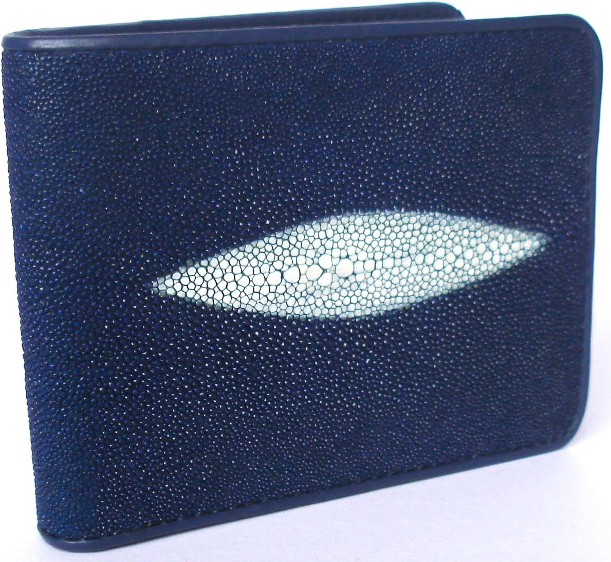 Jatujak marketBEAUTIFUL GENUINE STINGRAY LETHER WALLET BLUE COLOR WITH 2 WHITE PEARL BOTH SIDE