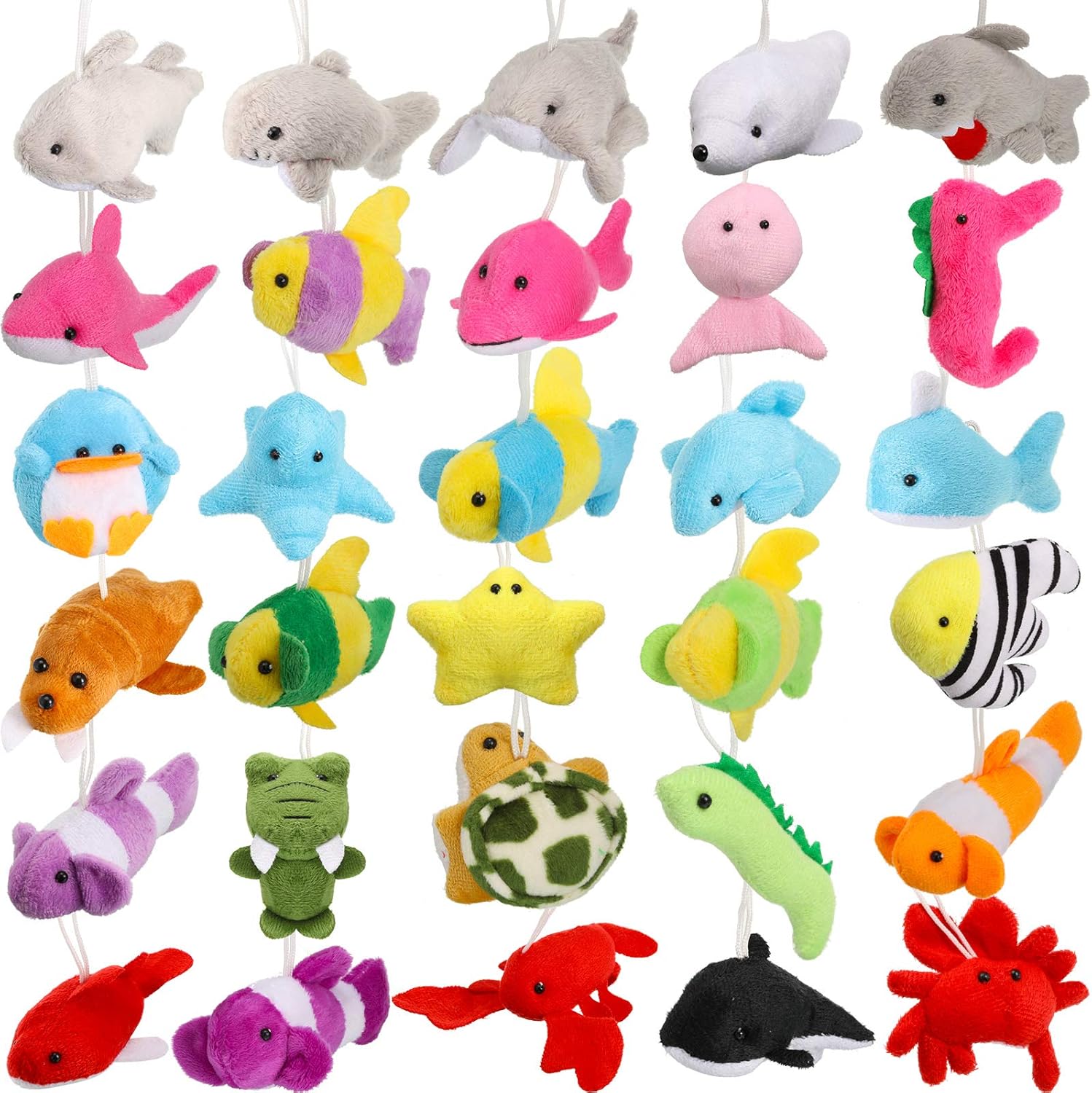 30 Pieces Mini Ocean Animal Plush Toys Small Sea Stuffed Animals Plush