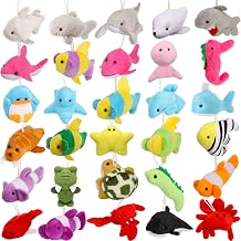 Sumind 30 Pack Mini Sea Animal Plush Stuffed Animals Small Stuffed Animals Mini Claw Machine Favors for Prizes Cute Sea Creatures Keychain Gift Bag Filler Underwater Party Favors