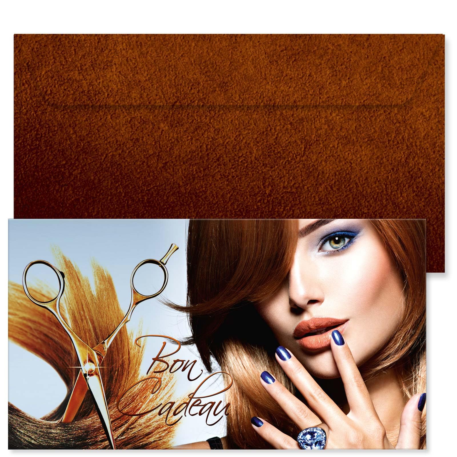 POS BON - 100 bons cadeaux à remplir avec enveloppe - formulaires imprimés pour des salons de coiffure K1298F1-100-V1