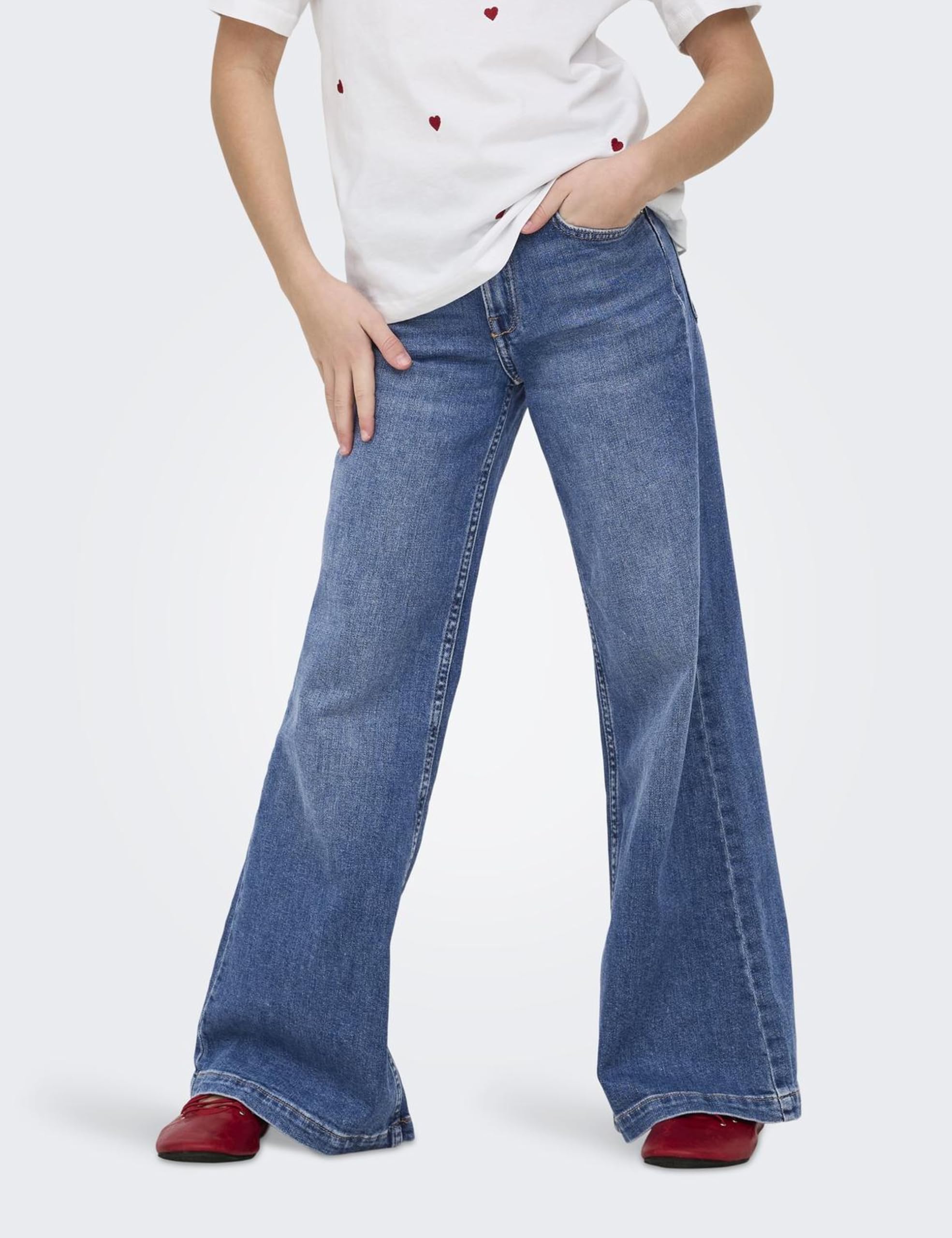 ONLY Girl Jeans Mit Weitem Bein Kogcalifornia Mittlere Taille Flared Jeans - Kogcalifornia MW Wide Flared Akm217 Noos - Classique - Femme