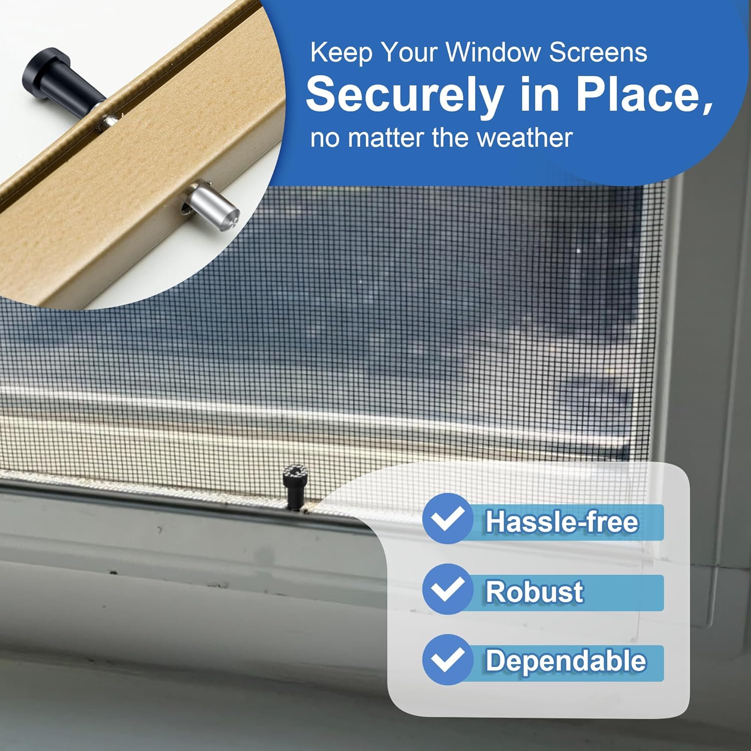 25 Pack Window Screen Plunger Latches with Caps, 5/32" X 1-1/2", Aluminum Window Screen Plunger Pins, Secure Screens in Place (Black)