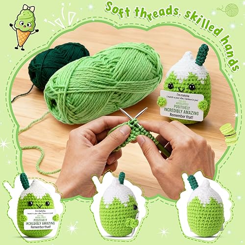 Miniatura 3 de Affirmations - Tarjeta de ganchillo Matcha Buddy con vibraciones positivas, regalo de cumpleaños de motivación para ella, adolescente, amiga,