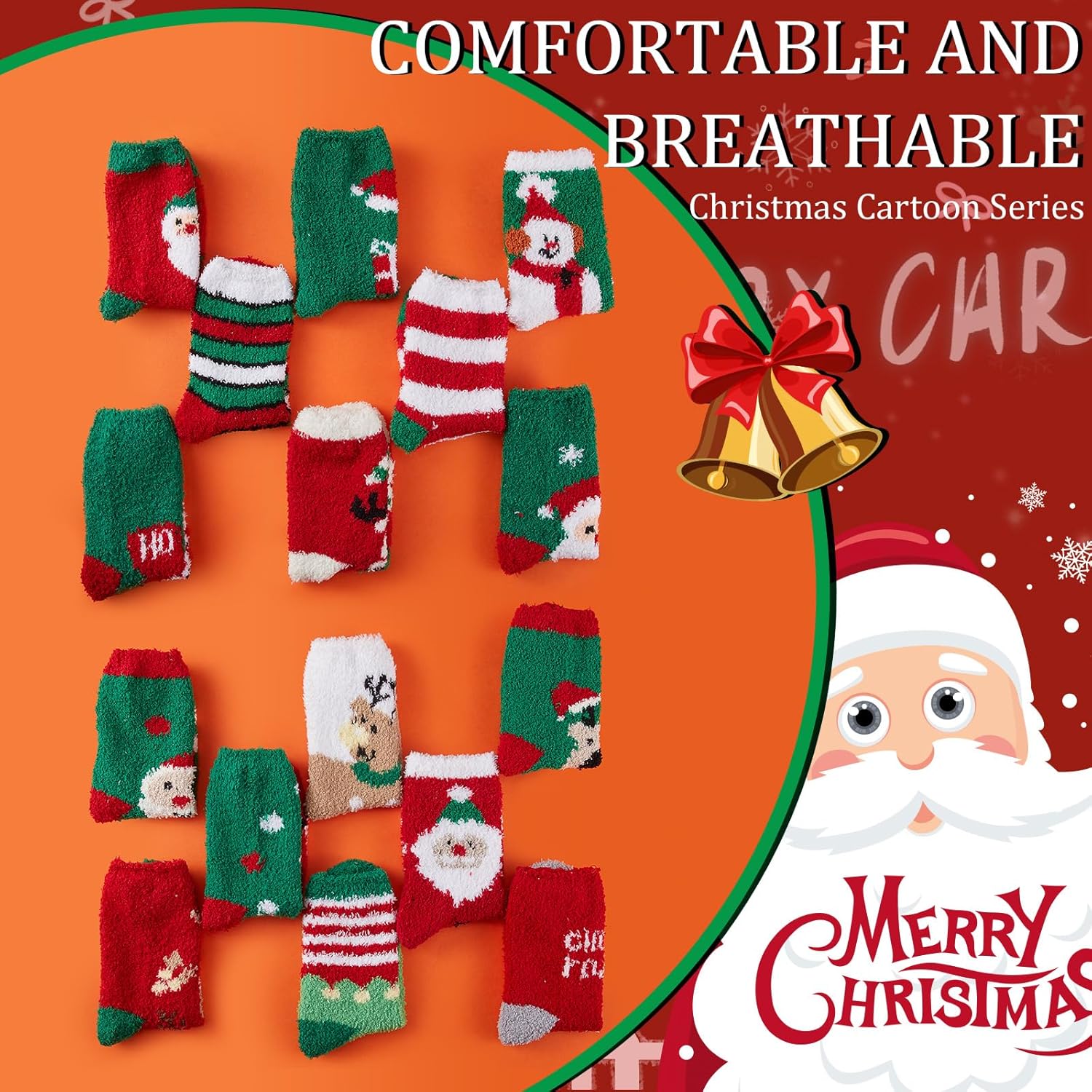 Ramede 150 Pairs Christmas Fuzzy Socks Bulk Fluffy Xmas Slipper Socks for Women Colorful Warm Xmas New Year Winter Gifts(Classic Style)