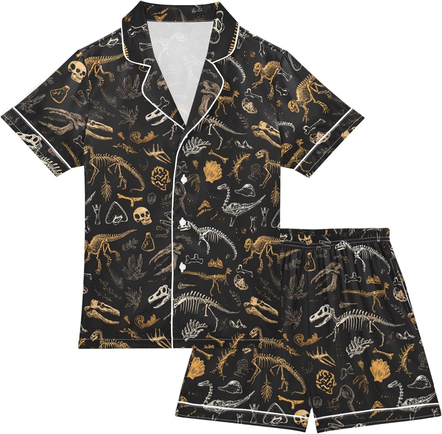Silk Pajama Sets Short Sleeve Pajamas Soft Sleepwear 2 Piece Pjs Set