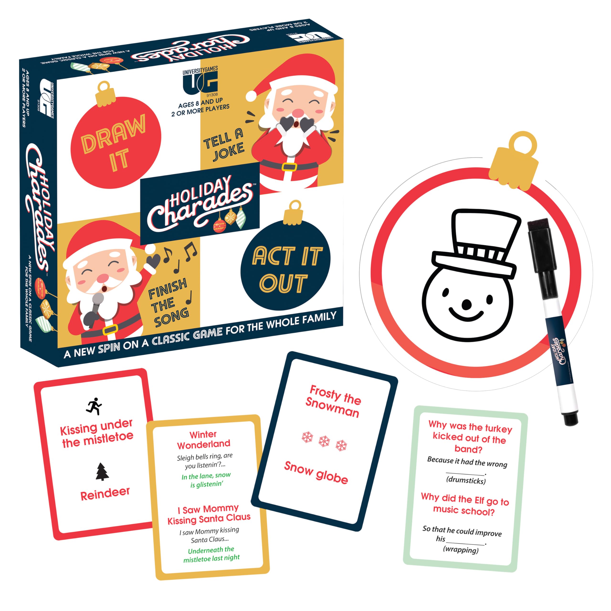 Holiday Charades Party Game for Family Game Night, Ages 8+ | Holiday Charades Party Game for Families, Christmas Game Night Fun for Kids & Adults, Ages 8+