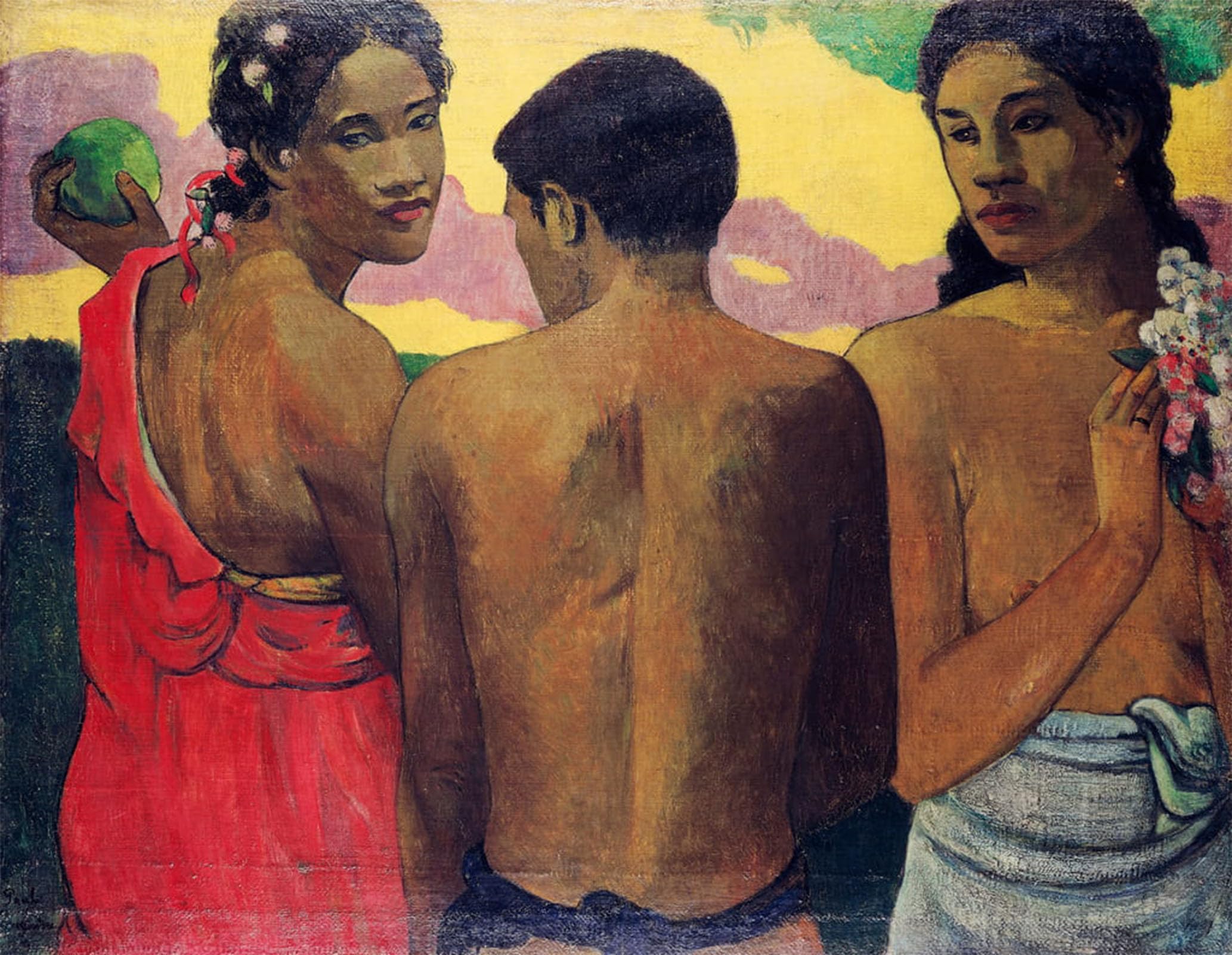SERENDIPITP Vintage Picture Print on Canvas Wall Art Poster Three Tahitians by Paul Gauguin Artwork Print Poster for Wall Decor 60x90cm