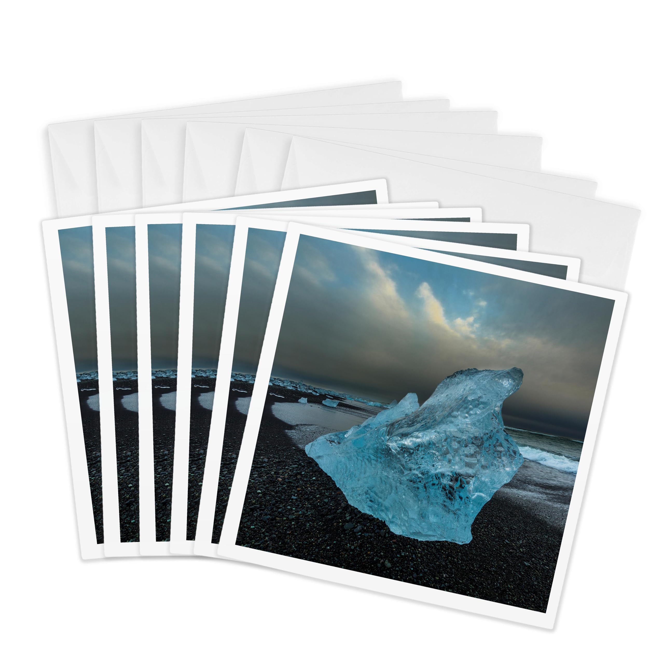 3dRose gc_277468_1 6 x 6-Inch "Bergy Bits on Beach, Austur Skaftafellssýsla, Iceland" Greeting Card (Pack of 6)