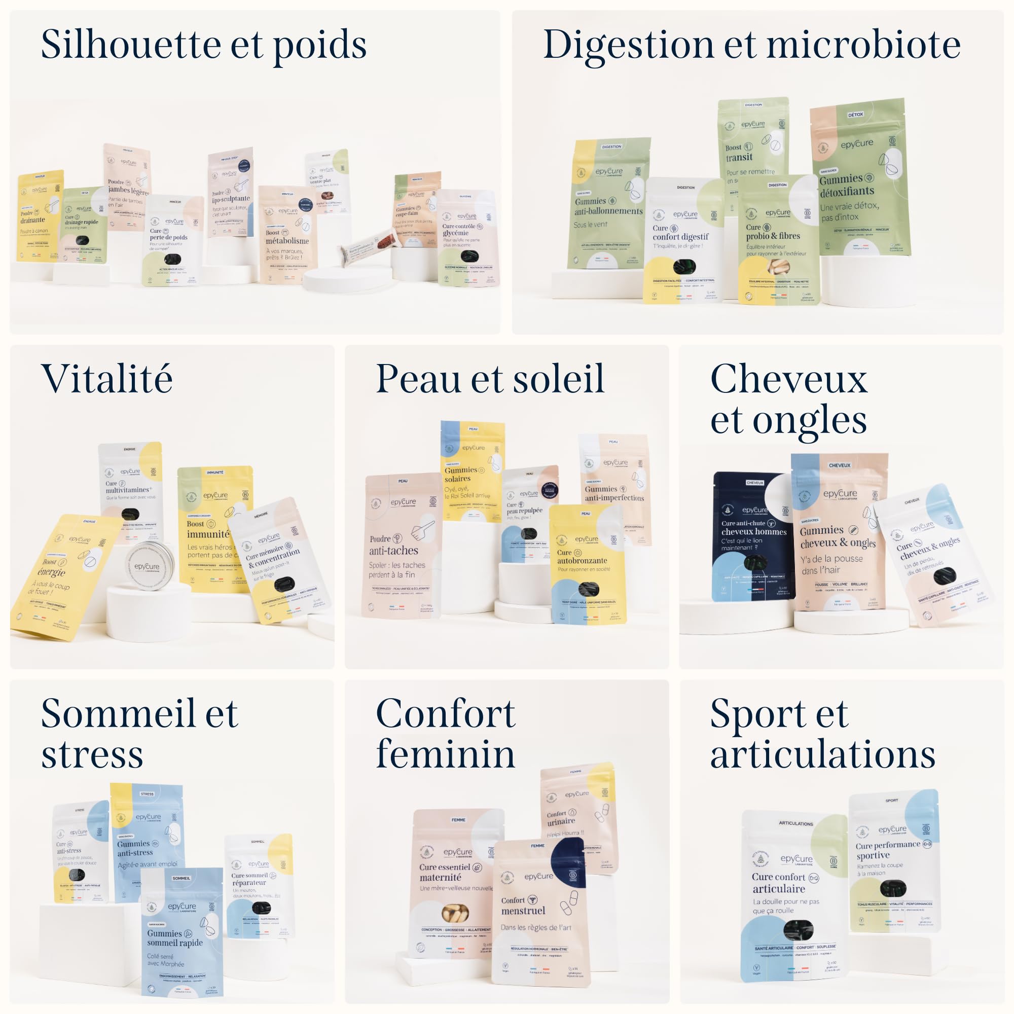 EPYCURE - Cure Complexe Probio et Fibres - Rééquilibre Microbiote Intestinal, Améliore Digestion - 100% Naturel - 4 Souches Probiotiques, Inuline, Calcium, Zinc - 1 Mois - Vegan - Fabriqué en France