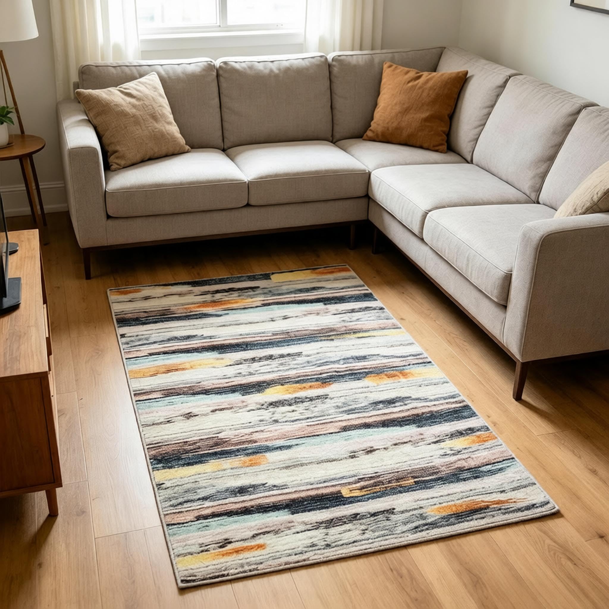 Tapis moderne doux à motif rayé pour décoration raffinée