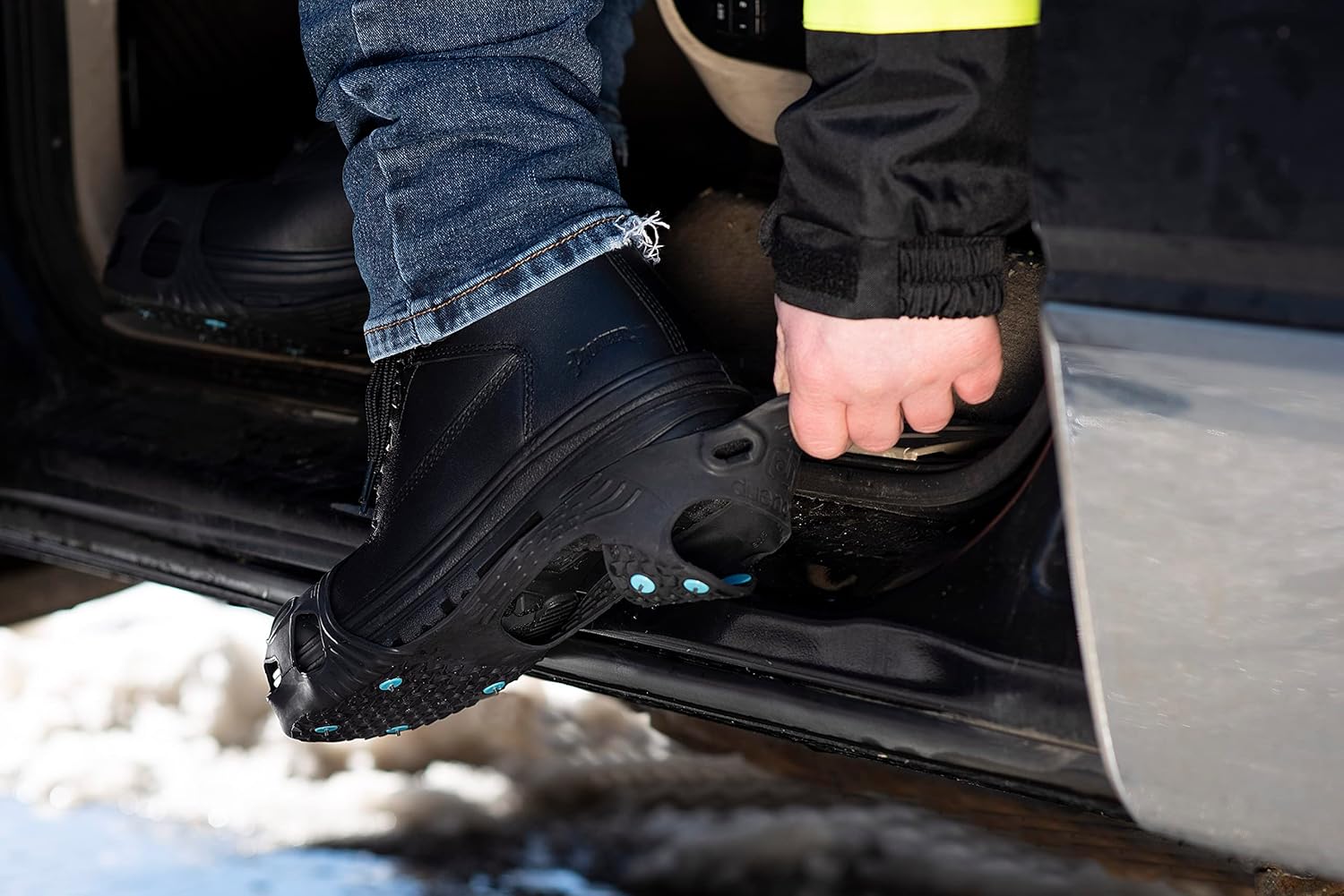 Due North All Purpose Industrial Ice Cleats for Men & Women - Traction Aids for Walking & Working on Snow/Ice - 16 Spikes