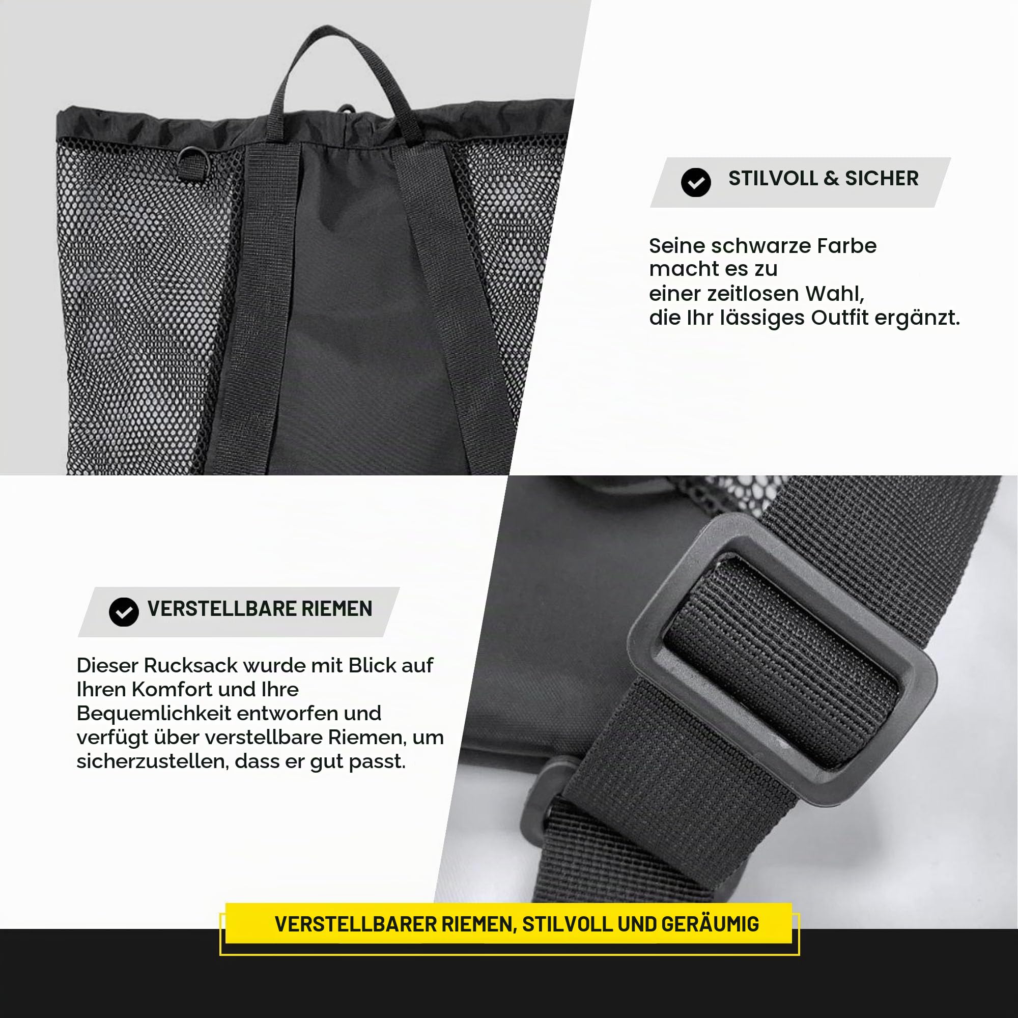 adidas Netz-Rucksack – 30 l schwarze Tasche mit Kordelzug, verstellbarer Riemen, stilvoll und geräumig, geeignet für Boxen, Karate, Judo, Taekwondo, Kickboxen und mehr