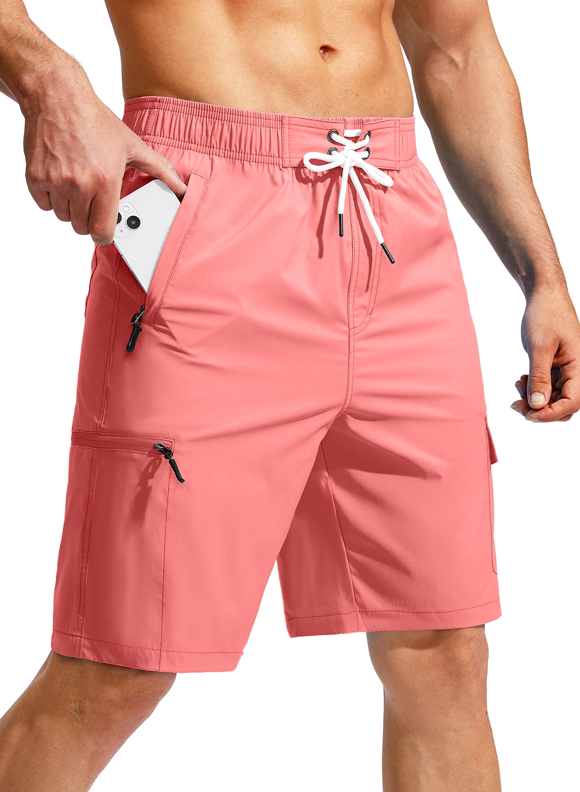 Kayrth Costume da bagno da uomo Quick Dry Board Shorts con 5 tasche Costumi da bagno da uomo - No Mesh Liner, Colore: rosa., XX-Large