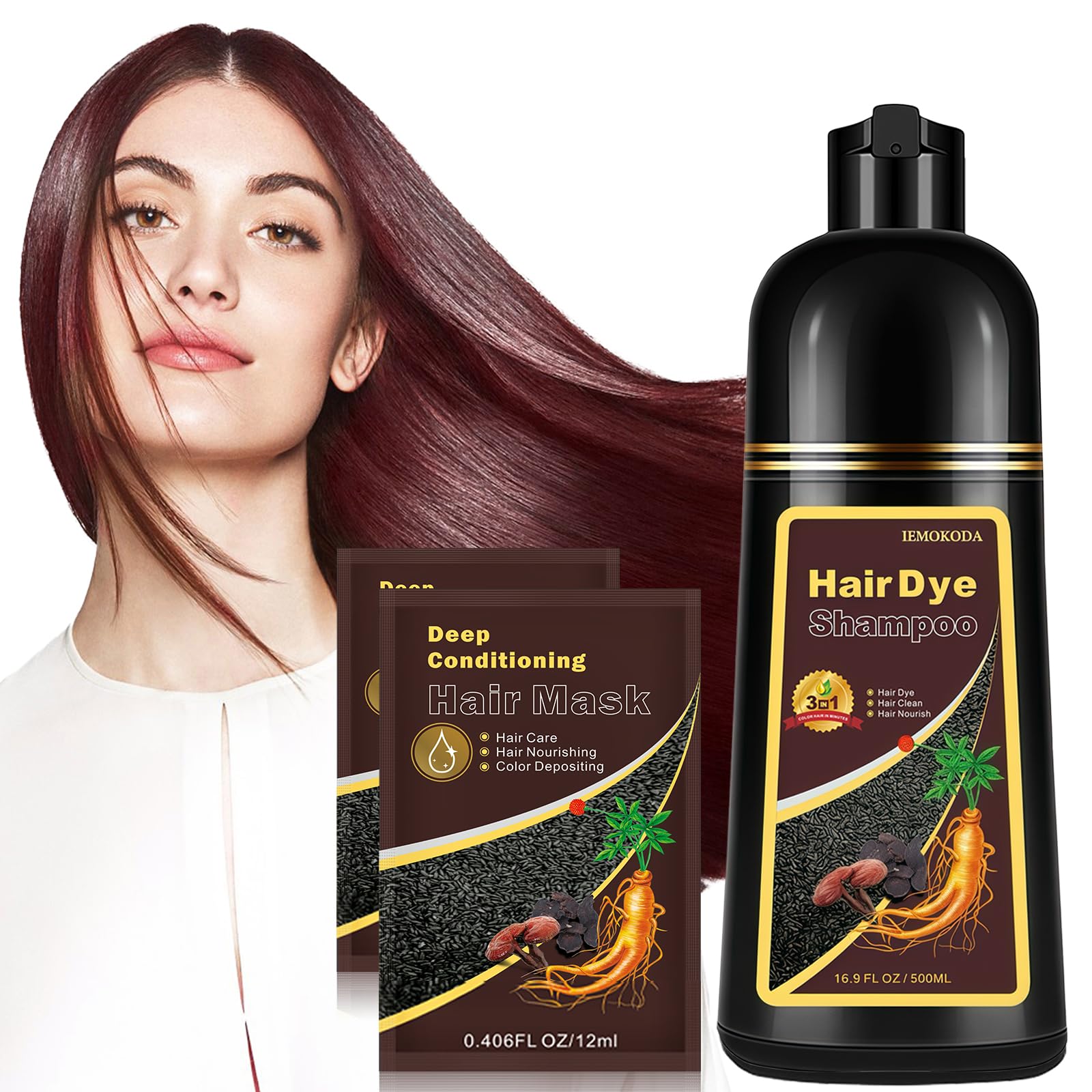 Amazon.com : Cherry Brown Hair Dye Shampoo 3 in 1,Hair Color