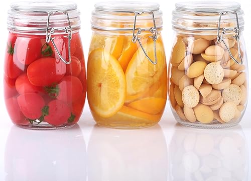 Miniatura 9 de Recipientes de vidrio con tapas, tarros herméticos de boca ancha de 16 onzas con tapas de bloqueo, paquete de 2 recipientes de almacenamiento